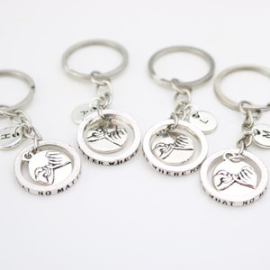 4 best friend gifts, Pinky promise for 4, four friends keychain, Man Woman, Personalized Set of 4, Matching BFF Keyring for 4, no matter