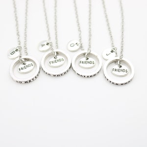 4 BFF Necklace Set: Personalized Initial Friendship Jewelry