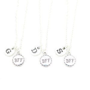 BFF Necklace Set of 3: Personalized Friendship Initial Charms