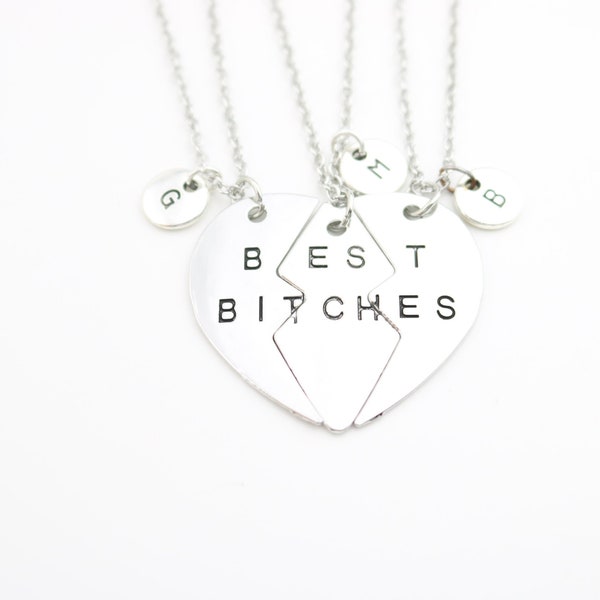 Beste teven geschenken voor 3, hart verdeeld in 3, charme kettingen, kerstcadeau voor 3 vrienden, beste vriend ketting set van 3, vrouw vriendschap