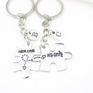 Girlfriend Boyfriend keychain set of 2, Couple gifts for 2, His and Her key ring, Husband Wife gift, BF GF gifts, Distance relationship gift