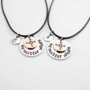 Best Friend Graduation gift set of 2, Two Sister gifts, Distance friendship for 2, BFF necklaces for 2, Sister Birthday gift, Black cord