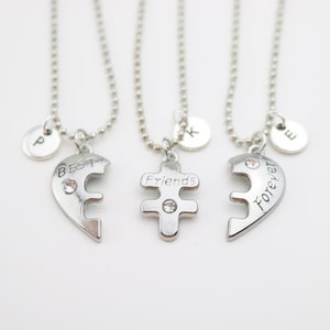 3 collares de mejores amigos, conjunto de collar de encanto de rompecabezas de corazón a juego de 3, regalos personalizados de bestie, regalo de joyería sentimental de larga distancia