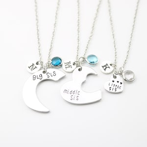 Matching Necklace for Sisters set of 3, 3 Sister gifts, Three Sister Necklace, Puzzle Custom Heart, Personalized gift for Sisters, Christmas