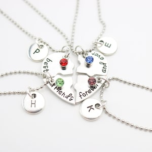 4 Best Friend Gifts, Best Friends Forever and Ever, Four Friends Necklace, BFF&#39;s set of 4, Friendship Jewelry, Christmas, Charm Necklaces