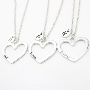 3 collares de amistad en el diseño de corazón personalizado para siempre de los mejores amigos
