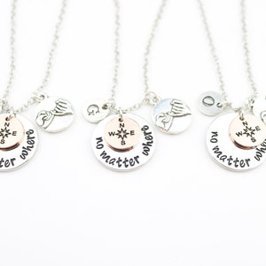 Friendship Necklaces for 3 with Pinky Promise and Compass Charms