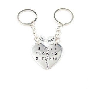 Best Bitches Keychain Set, Personalized Initial Charms, Sister Gift