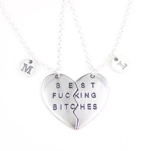 2 Friend Necklaces, Best friend gift set of 2, Friendship Jewelry, Two Friend Gift, Matching necklaces for two BFF, Best Bitches, Christmas