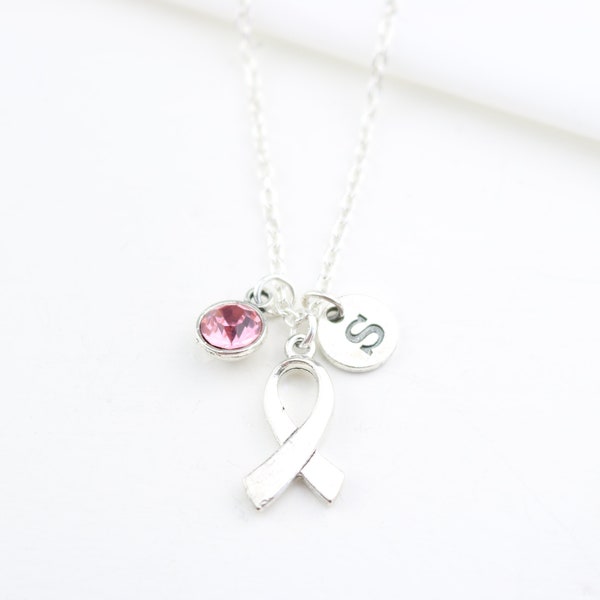 Collier contre le cancer du sein, Ruban rose, Personnalisé, Meilleur ami, Soutien contre le cancer, Sœur, Maman, Bijoux contre le cancer, Chimio, Survivant, Sans cancer