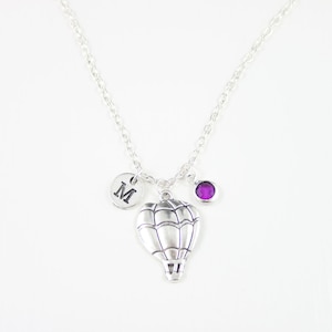 Hot Air Balloon Necklace: Personalized Initial Charm, Birthday Gift