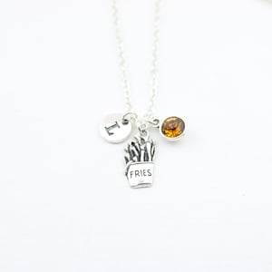 Potato Fries Necklace: Fast Food Charm, Junk Food Gift (46cm)