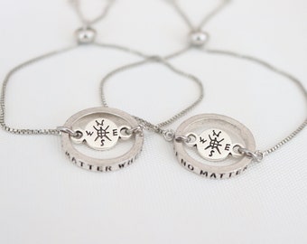 Compass Friendship Charm Bracelet or Set for Best Friends