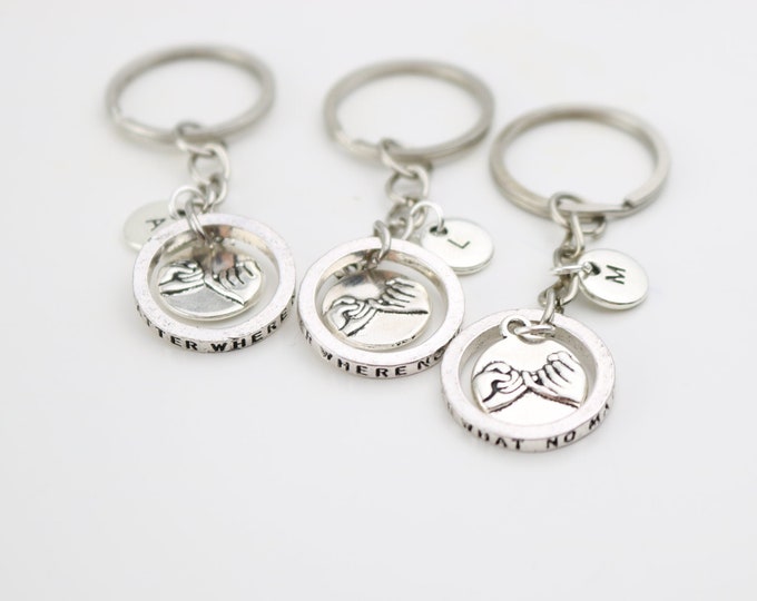 Best Friends Gifts Set of 2 3 4 5 6 7 8 9 10, Unique Custom Personalized, Christmas, BFF keychains, Friendship keyrings, Family, Sisters Mom