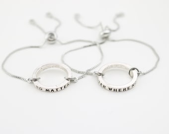 2 Best Friend gifts, friendship set of 2, BFF gift for two, matching bracelets for friends, graduation for 2, minimalist chain, ring jewelry