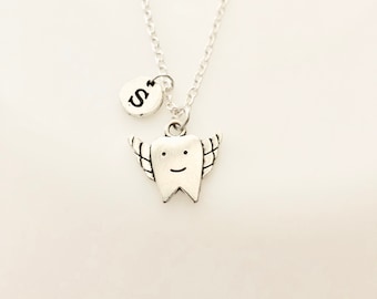 Tooth necklace, Tooth Fairy, Toothiana gift, Hygienist, Necklace For Kid, Milk Teeth, Silver Tooth Charm Jewelry, Teeth changing gift Girl