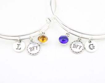 Best Friend Bracelet set of 2, BFF gift for 2, Friendship gift, Graduation gift, two matching friendship bangles, Distance Friend, Christmas