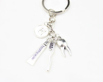 Dentist Keychain: Toothbrush, Toothpaste & Tooth Charm Keyring