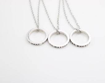 Set of 3 Promise Ring Friendship Necklaces, Sister Jewelry