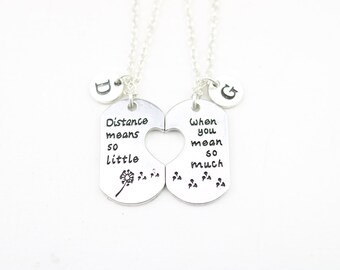 Juego de 2 collares para parejas: Joyas de corazón a distancia
