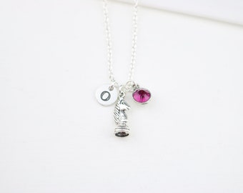 Personalized Chess Knight Necklace: Initial Charm, Chess Player Gift