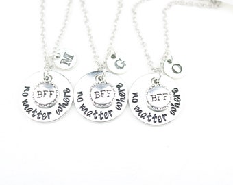 Personalised 3 Friend Necklaces, 3 Friends gifts, Unique Christmas gifts, Friendship, BFF, Silver necklaces, Graduation, Matching necklaces
