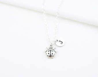 initial necklace ladybird lover gifts insect lover gifts bff gifts ladybug necklace Ladybird necklace ladybird jewelry sister gifts