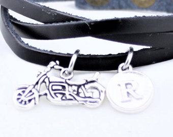 Motorcycle Leather Bracelet: Biker Rocker Jewelry
