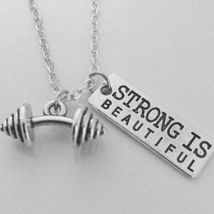 Fitness necklace, gym sports weight loss gift for best friend, bodybuilding boyfriend, silver weight jewelry, body transformation girlfriend