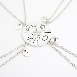 4 Best Friend Gifts, Best Friends Forever gift, Four Woman girl Friendship set of 4, Friend Jewelry, Christmas, sun star moon cloud necklace