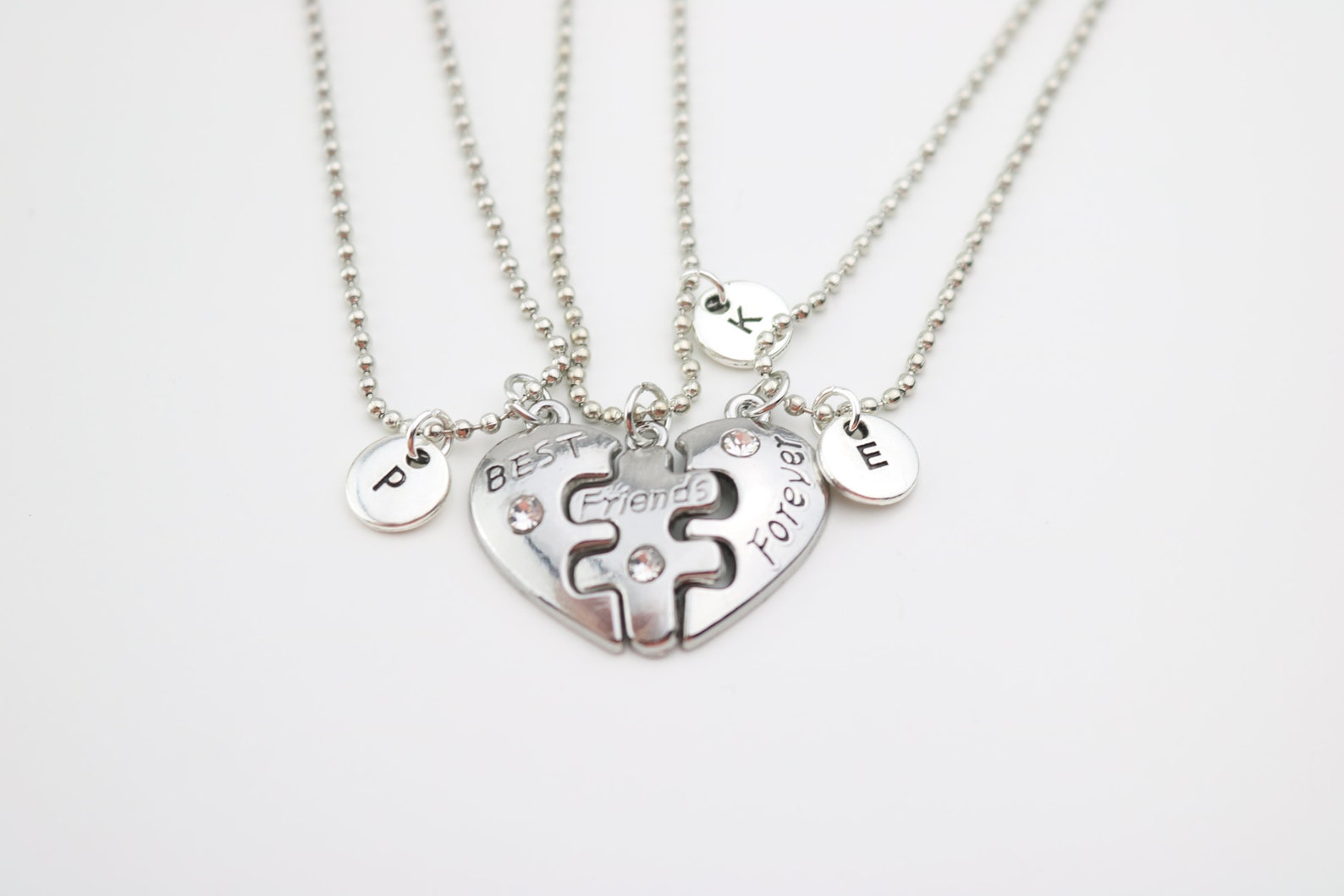 3 Best Friends Necklaces Matching Heart Puzzle Charm Necklace Etsy