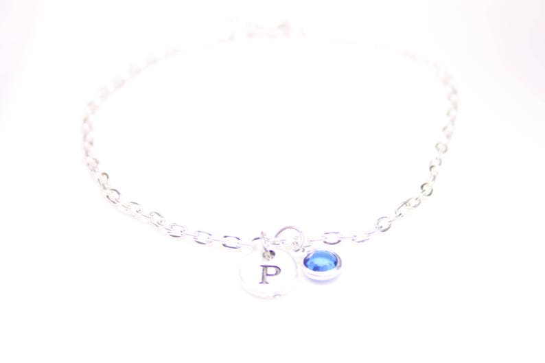 Birthstone Gift to Daughter Simple Bracelet Gift to Friend Gift to Mother Initial Charm Bracelet Granddaughter Gift to Syster Niece