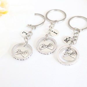 BFF Pinky Promise Keychain Set of 3: Personalized Friendship Jewelry