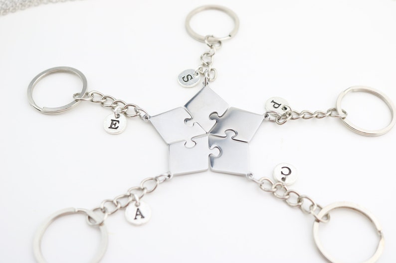 Personalized Puzzle Piece Keychain Set, Friendship Keyrings for 5 ...
