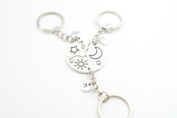 Matching Moon Sun Star Keychain Set for 3 - Personalized BFF