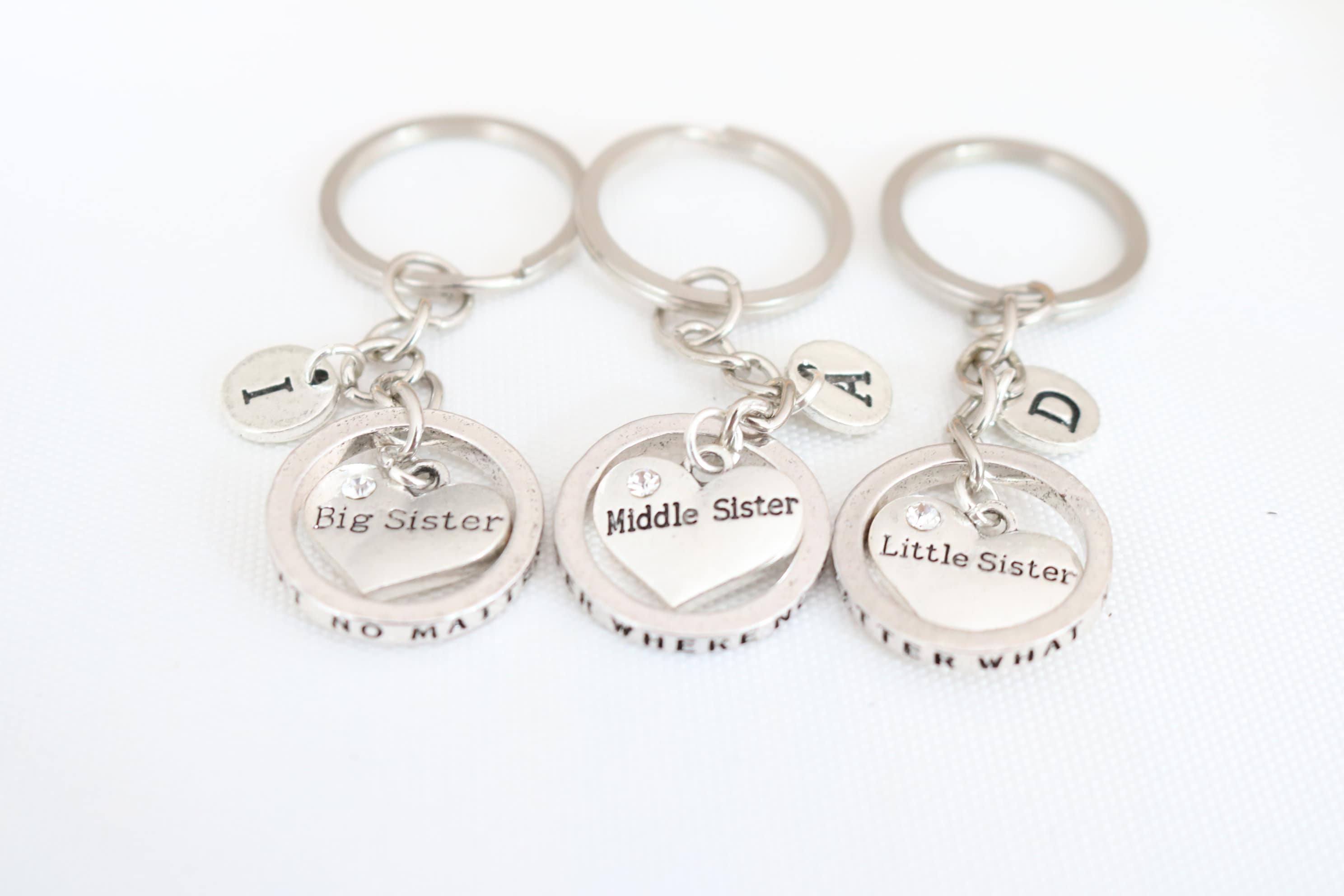 3 Sisters Keyring Keychain Set for 3 Sister Three Syster