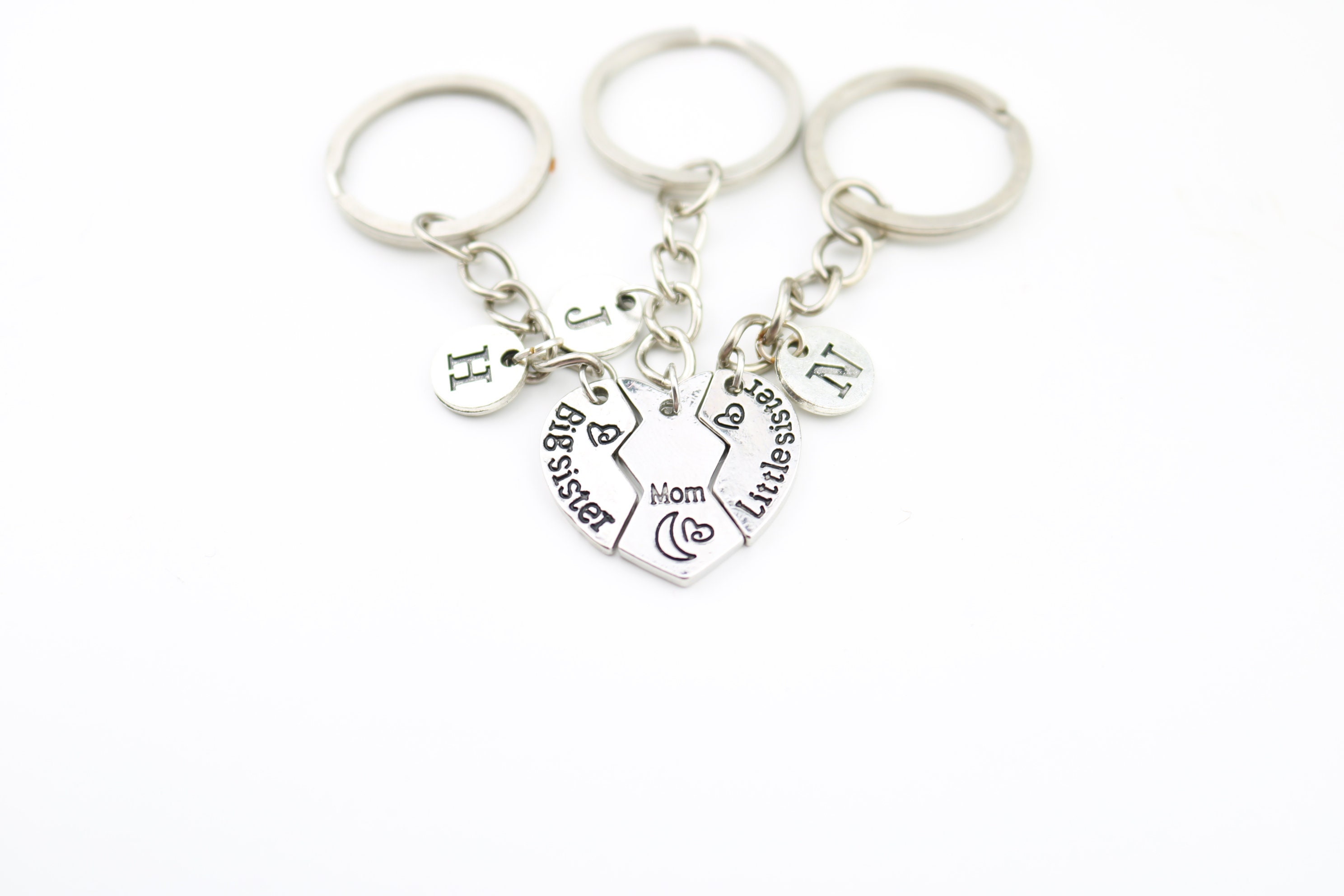 Personalized Mom and Sister Keychain Set: Matching Family Keyrings