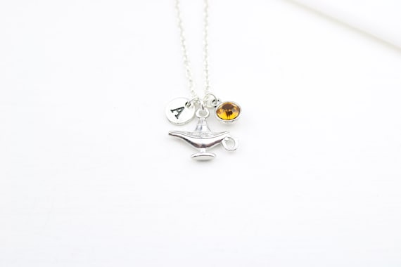 Genie Lamp Necklace Aladdin Magic Lamp Birthday Gift Silver Charm