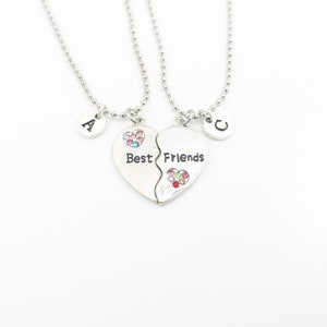 Personalized best friends matching necklaces for women, Friendship gift for 2 BFF necklaces for teen girls, Unique heart puzzle bestie gifts