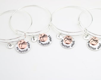 Set of Matching Friendship Bracelets for 1, 2, 3, 4, 5, 6, 7 Best Friends with Pinky Promise and Initial Charms