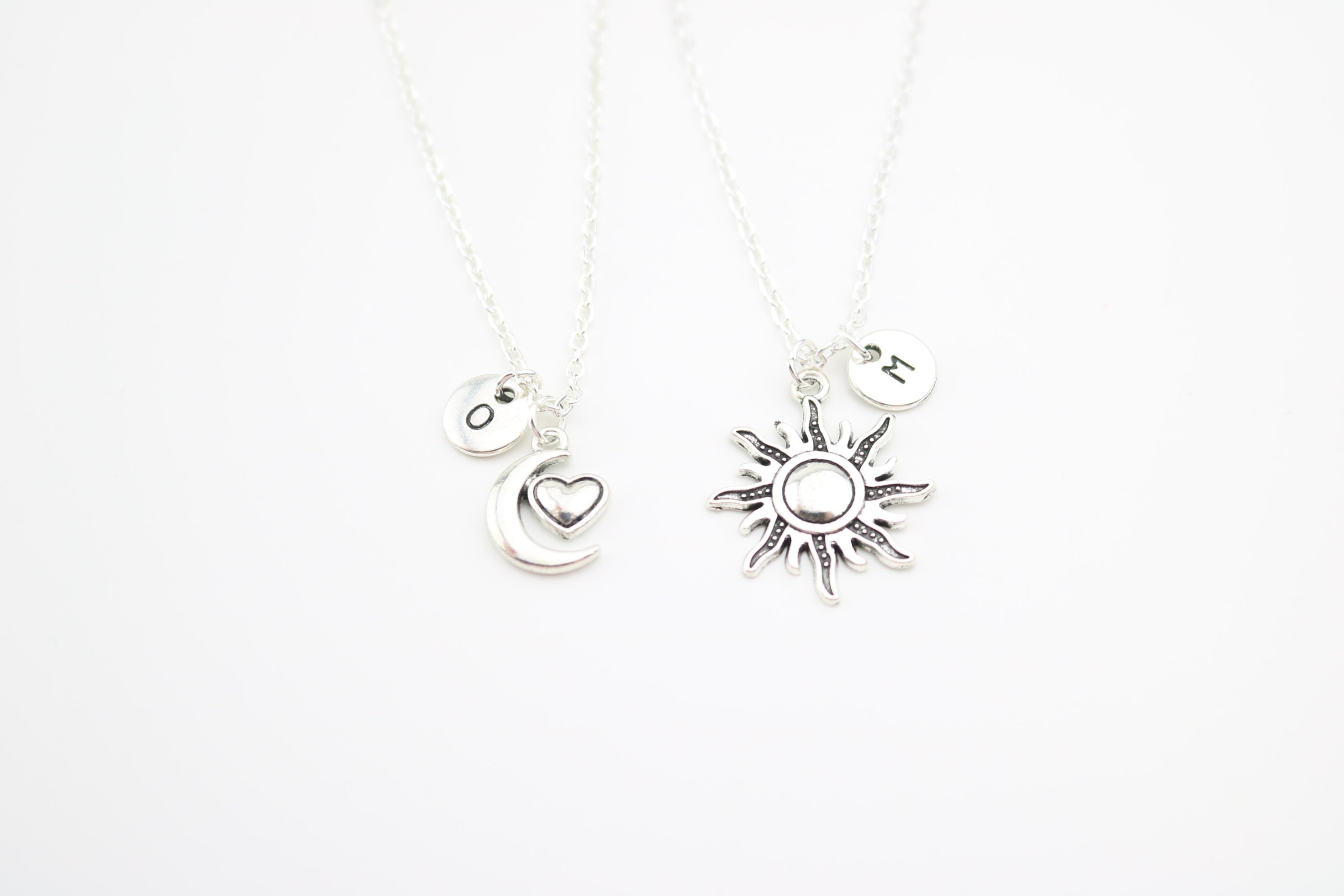 2 Sister Necklaces Moon and Sun Set of 