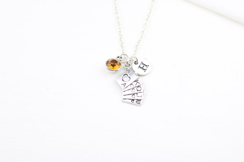 Playing Card Necklace Personalized Jewelry Silver cards charm online casino gift Birthday gift for her Poker Necklace Custom Jewelry