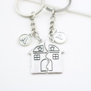 Split House Puzzle Keychain For BF GF set of 2, Moving in Together Gift For Boyfriend, 2 New Home gift, New House Gift, housewarming gift image 5