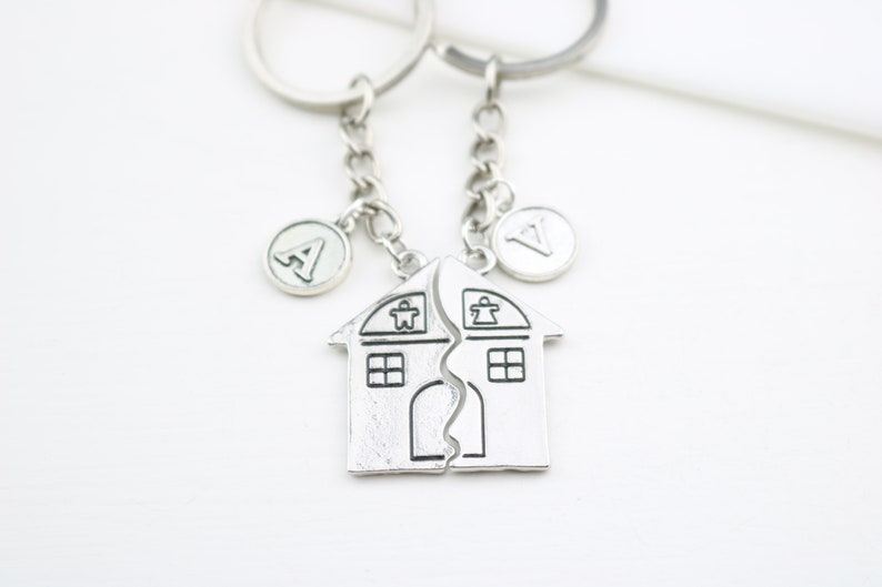 Split House Puzzle Keychain For BF GF set of 2, Moving in Together Gift For Boyfriend, 2 New Home gift, New House Gift, housewarming gift image 5