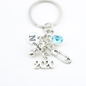 Newborn keyring gift 2020, gift for new parents, Baby Birth Gift, 2020 New Baby Gift, Baby Keychain, personalized key ring baby shower gift image 6