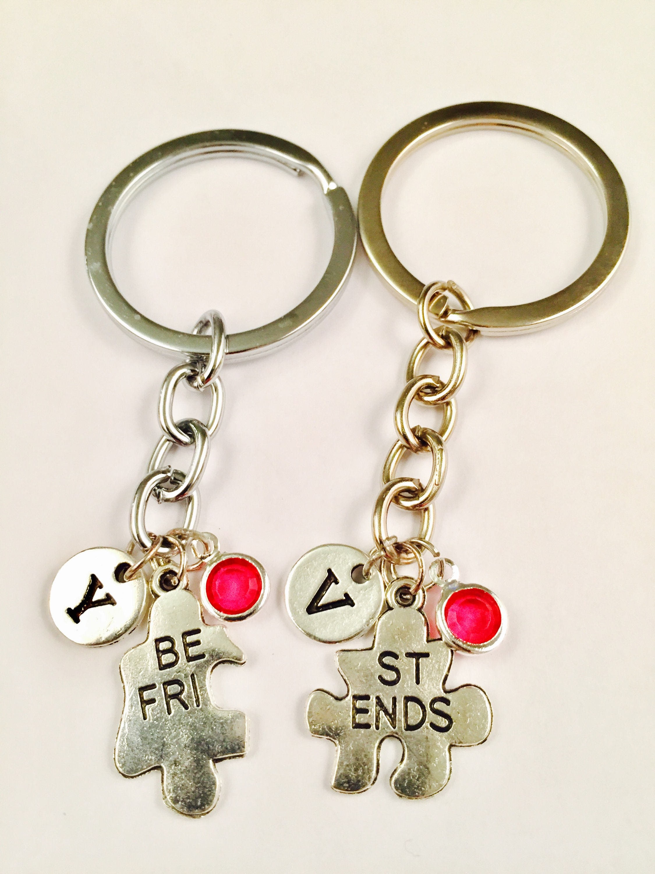 2 Best friends puzzle keychains matching puzzle keyring set great gift idea 