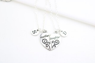 Set Di 2 Collane Madre E Figlia A Forma Di Cuore – Incise Con Frase D'amore, In Acciaio Inox, Regalo Per Compleanno E Natale