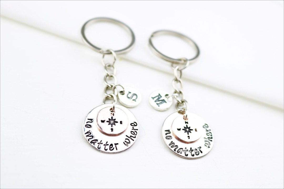 Compass Keychain Set of 2: Personalized BFF Friendship Keyrings - Etsy