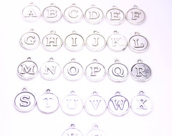 Add On Vintage Style Initial Charm, Printed initial disc, Add on letter, 10mm letter dics, 1 cm initial disc