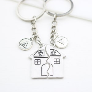 Split House Puzzle Keychain For BF GF set of 2, Moving in Together Gift For Boyfriend, 2 New Home gift, New House Gift, housewarming gift image 3